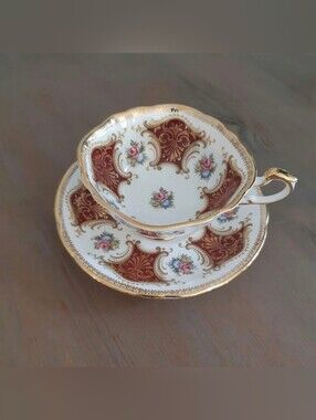 Vintage Paragon Appointment Bone China Burgundy Rose Panel Teacup